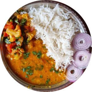 Veg Tiffin plan 5 veg/ curries/dal/rice